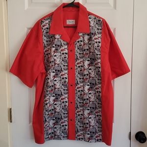 Mens zombie button up shirt red Large NEVER WORN